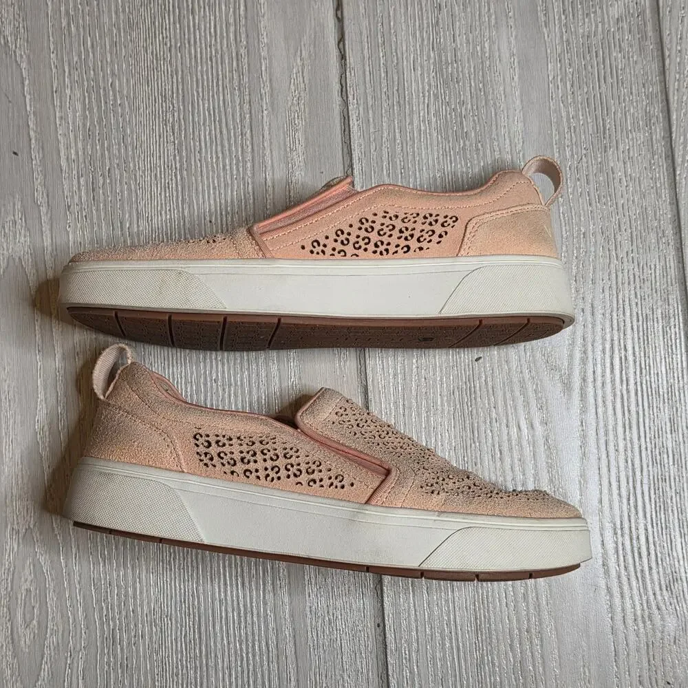 Vionic Kimmie Rose Pink Perforated Leather Slip-on Sneakers Women's Size 6